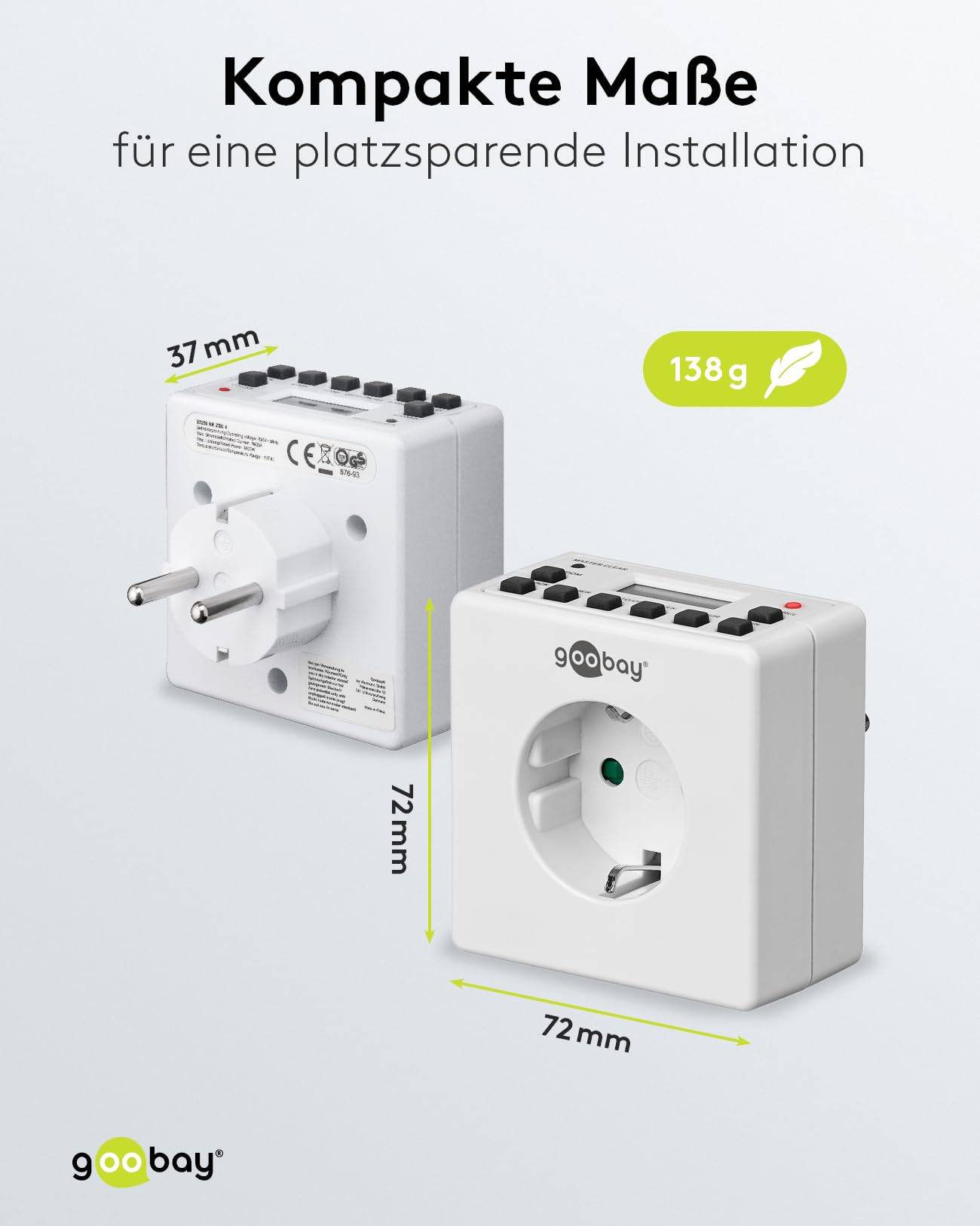 Goobay 93256 Digitale Zeitschaltuhr 3600W / 4 Tage Akku / Innen Schaltuhr für Steckdose / Timer 1 Min Takt / LCD Display-2
