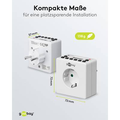 Goobay 93256 Digitale Zeitschaltuhr 3600W / 4 Tage Akku / Innen Schaltuhr für Steckdose / Timer 1 Min Takt / LCD Display-2