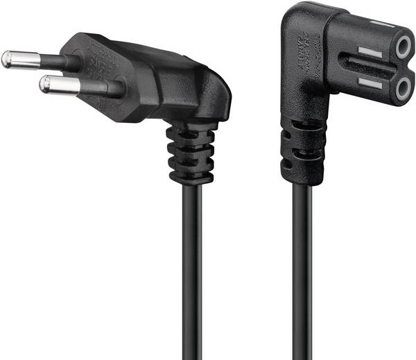 Goobay 73021 SONOS Netzkabel 90° abgewinkelt / Eurostecker auf C7 Buchse / SONOS Stromkabel Eurokabel / Schwarz / 5m