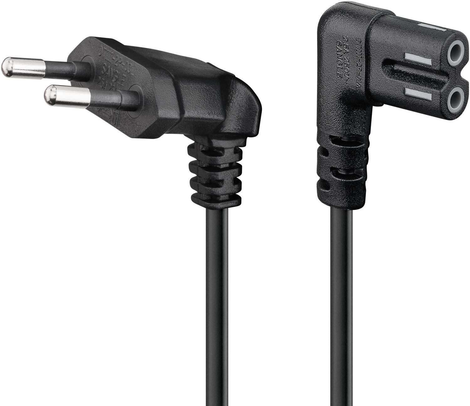 Goobay 73021 SONOS Netzkabel 90° abgewinkelt / Eurostecker auf C7 Buchse / SONOS Stromkabel Eurokabel / Schwarz / 5m-0