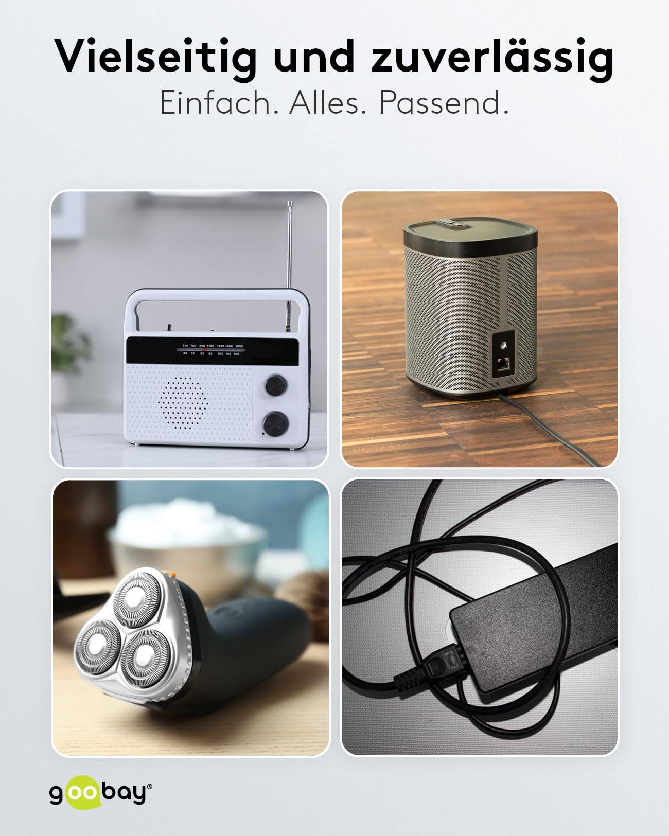 Goobay 73021 SONOS Netzkabel 90° abgewinkelt / Eurostecker auf C7 Buchse / SONOS Stromkabel Eurokabel / Schwarz / 5m-4