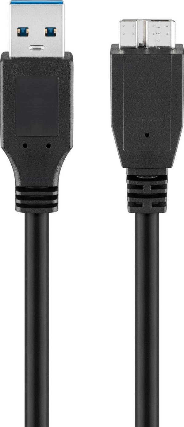 Goobay 95734 USB A 3.0 auf Micro B Kabel / Micro Typ B Festplattenkabel 5 Gbits / externe Festplatten / Schwarz / 0,5m