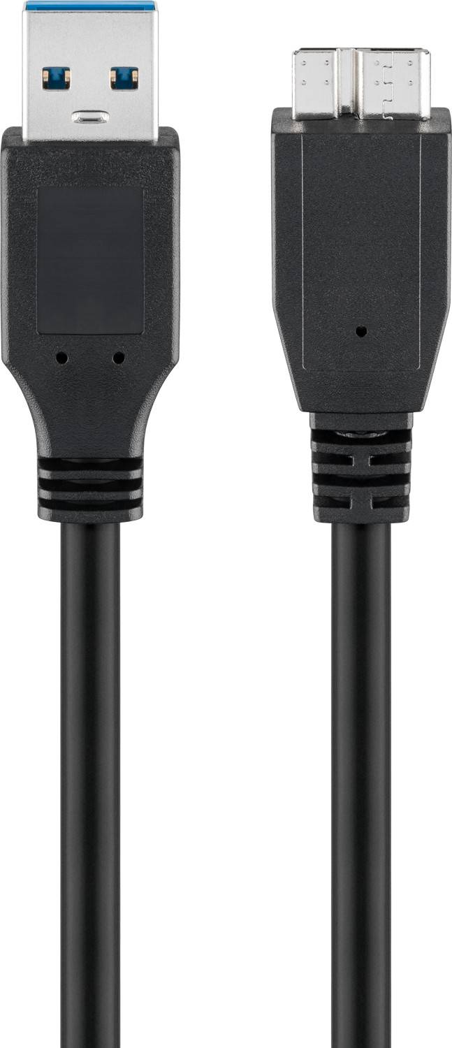 Goobay 95734 USB A 3.0 auf Micro B Kabel / Micro Typ B Festplattenkabel 5 Gbits / externe Festplatten / Schwarz / 0,5m-0