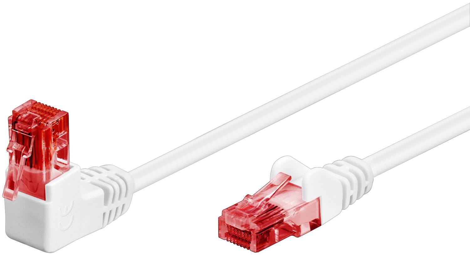 Goobay 51526 CAT 6 Netzwerkkabel U/UTP 90 Grad RJ45 Netzwerkstecker / PVC Mantel / CCA Leiter LAN Kabel / Weiß / 10m-0