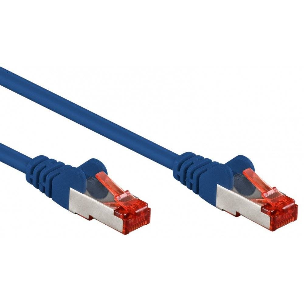 Goobay 93211 CAT 6 Netzwerkkabel RJ45 Stecker Kupferleiter halogenfrei Ethernet LAN Kabel S/FTP Schirmung Blau 0,25m-1