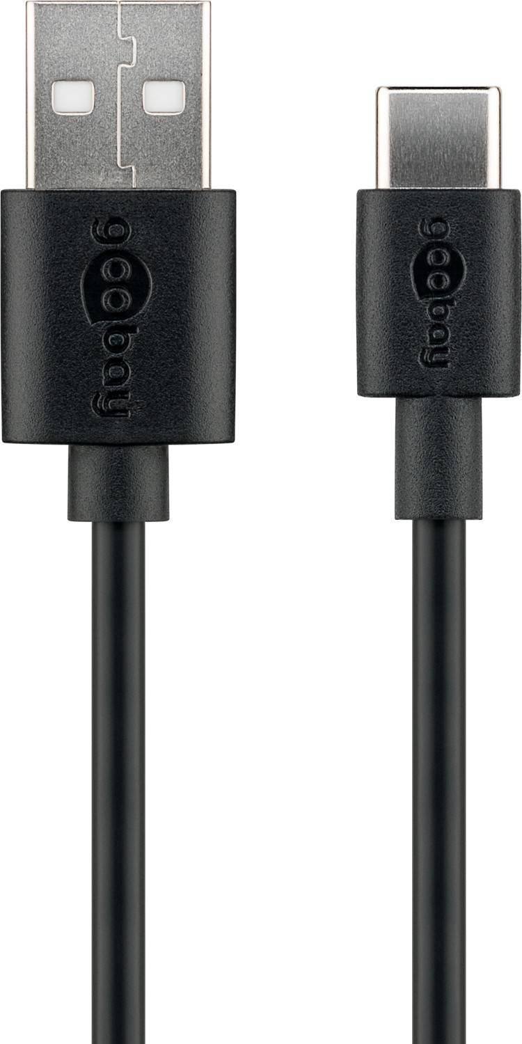 Goobay 59122 USB C auf USB A 2.0 Ladekabel / High Speed 15W 3A 5V Handy Kabel / 480 Mbits Adapterkabel / Schwarz / 2 m-0