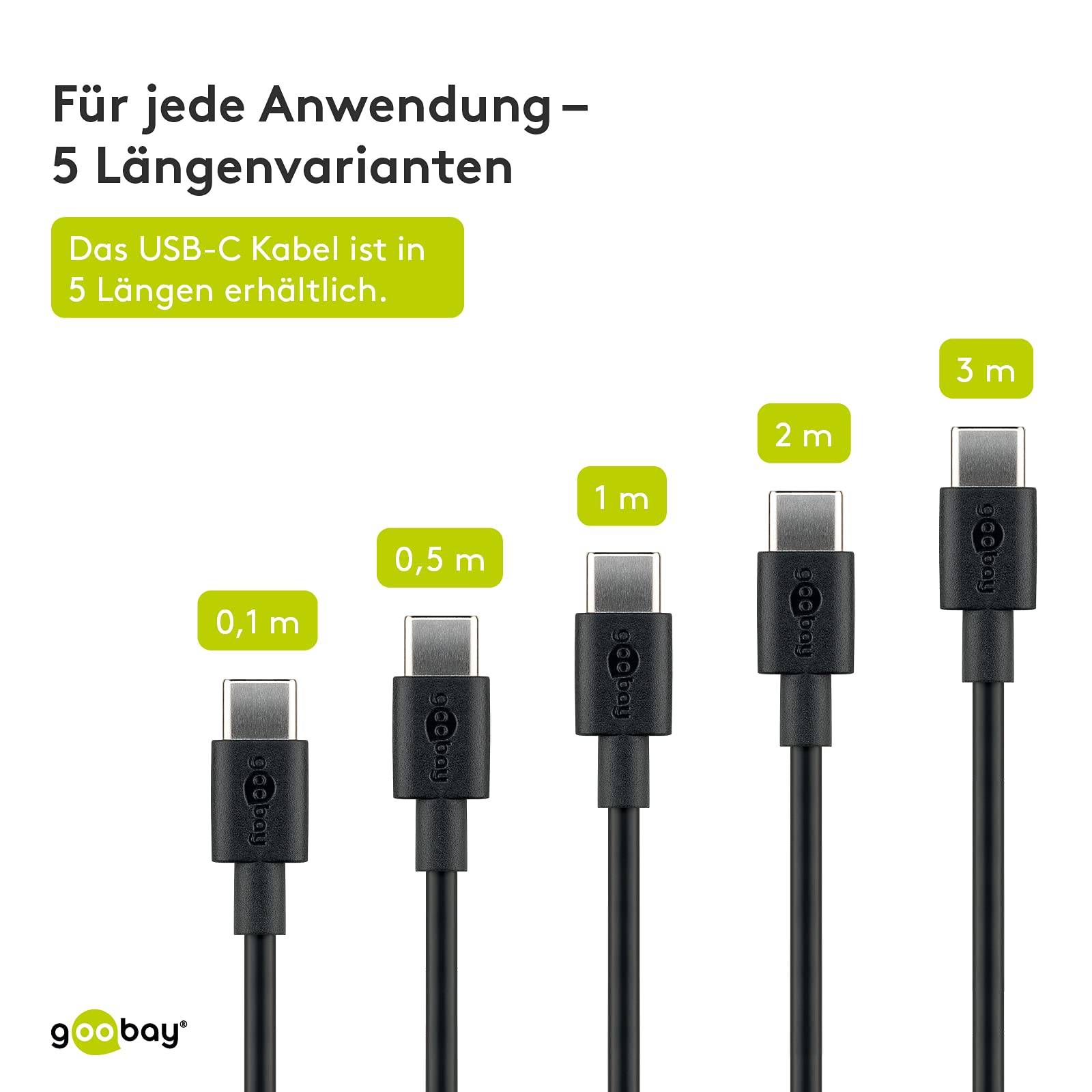 Goobay 59122 USB C auf USB A 2.0 Ladekabel / High Speed 15W 3A 5V Handy Kabel / 480 Mbits Adapterkabel / Schwarz / 2 m-2
