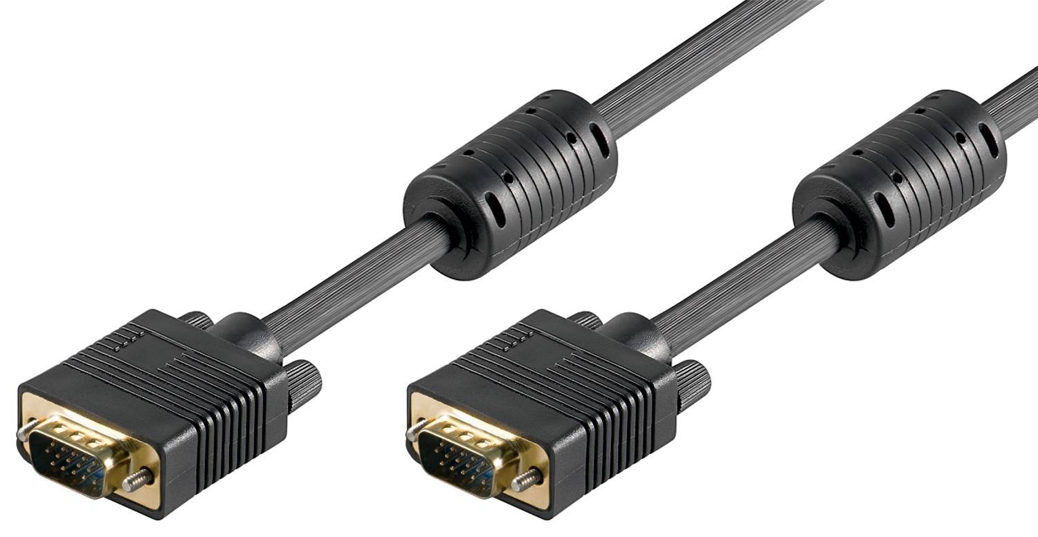 Goobay 50490 VGA auf VGA Kabel / Monitorkabel Full HD / VGA 15 polig / 2x Ferritkerne / Bildschirmkabel / Schwarz / 5m-0