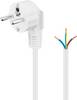 Goobay 93977 Netzkabel mit gewinkeltem 90° Schutzkontaktstecker universelles Stromkabel, offene Kabelenden, Weiß, 1.50 m