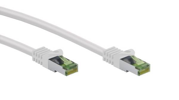 Goobay 61103 CAT 8.1 Patchkabel GHMT zertifiziert S/FTP PiMF halogenfrei 2 GHz Netzwerkkabel Internetkabel Weiß 0,5m