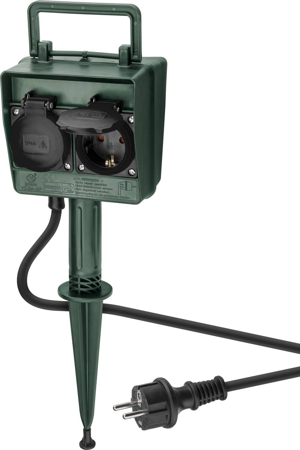 Goobay 55943 Gartensteckdose 4fach wasserdicht IP44 Außenbereich Garten Steckdosensäule Erdspieß aussen Stromsäule 2m-0