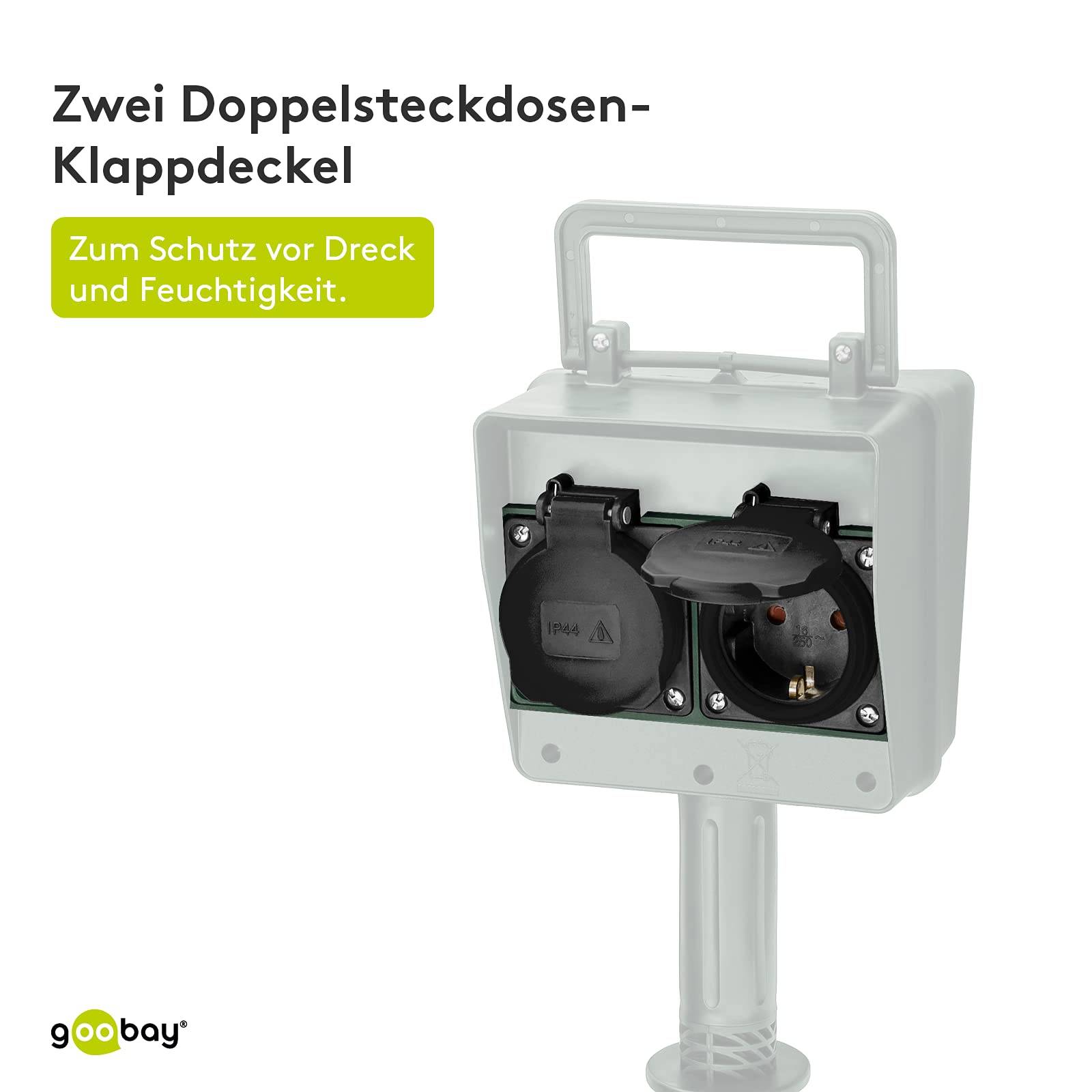 Goobay 55943 Gartensteckdose 4fach wasserdicht IP44 Außenbereich Garten Steckdosensäule Erdspieß aussen Stromsäule 2m-3