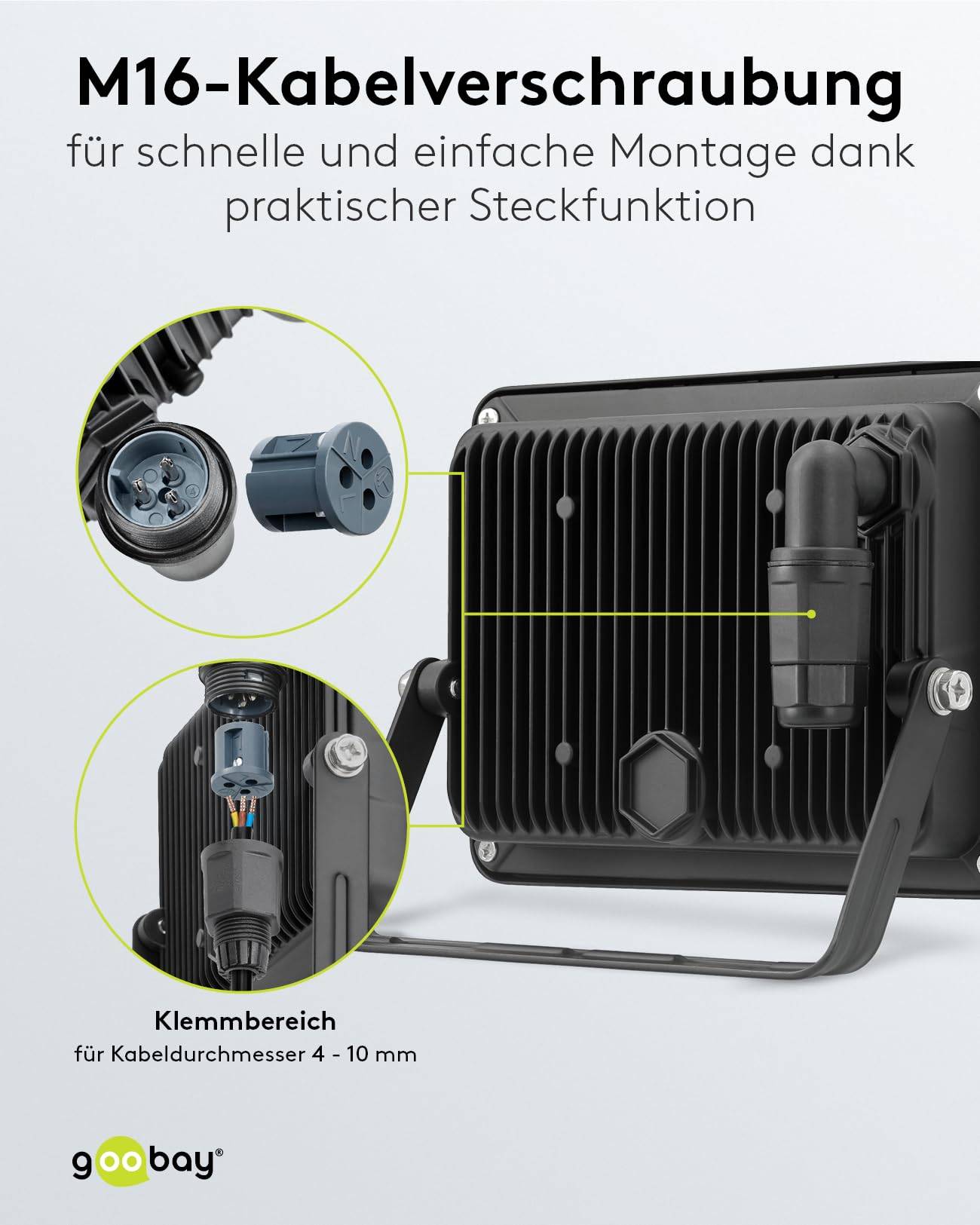 Goobay 53874 LED Strahler Außen 50W Außenstrahler 4250 lm / Scheinwerfer Wandmontage Fluter / Gartenstrahler / Schwarz-4