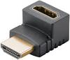 Goobay 65744 HDMI Winkeladapter 90 Grad / 8K @ 60 Hz Adapter / nach oben gewinkelter Anschluss / Buchse auf 90° Stecker