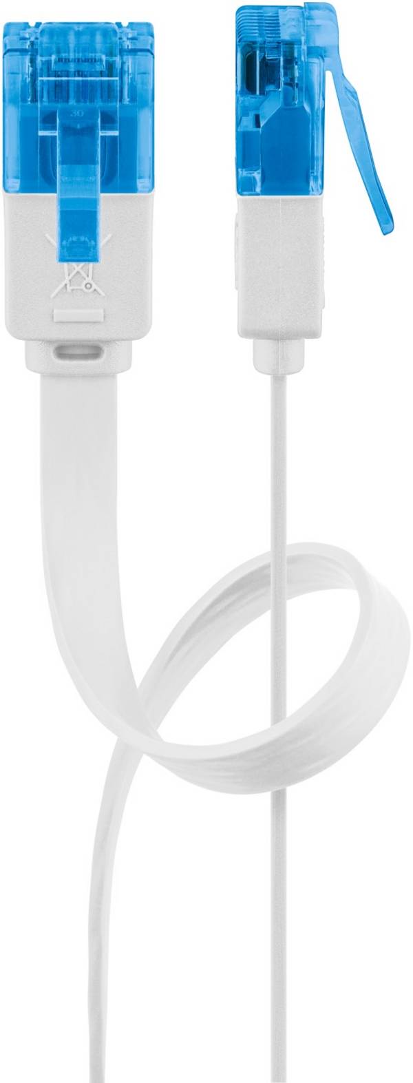 Goobay 96303 CAT 6A Flachkabel Netzwerkkabel RJ45 Stecker 500 MHz Kupfer Patchkabel Ethernet LAN Kabel U/UTP Weiß 0,5m