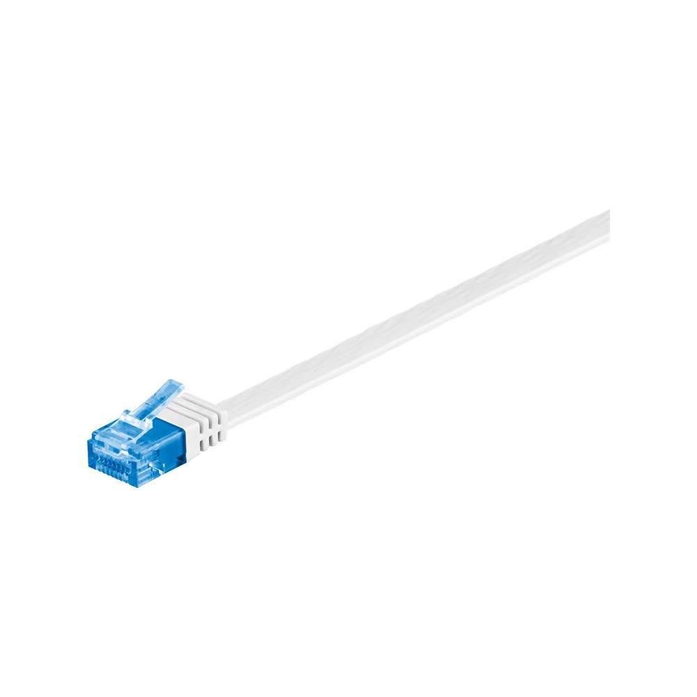 Goobay 96314 CAT 6A Flachkabel Netzwerkkabel RJ45 Stecker 500 MHz Kupfer Patchkabel Ethernet LAN Kabel U/UTP Weiß 1m-4