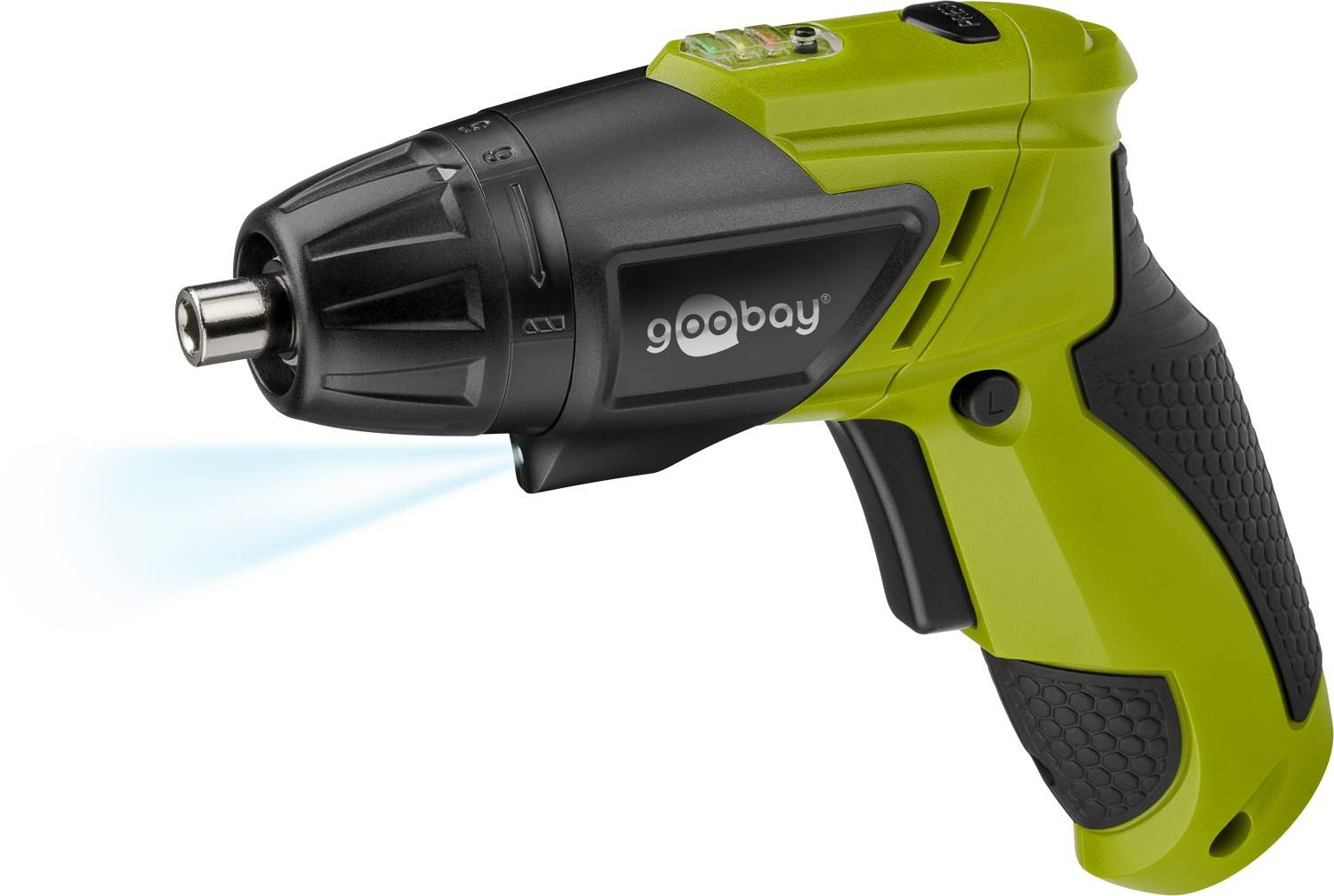 Goobay 71880 Akkuschrauber mit LED-Lampe 3.6 V 1.3 Ah Li-Ion Akku schnurloser Akkubohrer mit Netzteil & Bohraufsätze-0