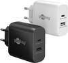 Goobay 65410 USB Netzteil 65W Schnellladegerät PD, 2fach Port 1x USB-C & 1x USB-A, Mini GaN Adapter Ladegerät, Weiß