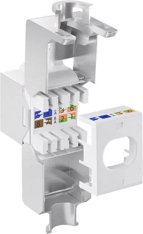 Goobay 79448 Keystone Modul RJ45 Buchse / Slim Line / CAT 6A Netzwerkstecker 500 MHz / STP Ethernet Buchse / LSA / Zink-2