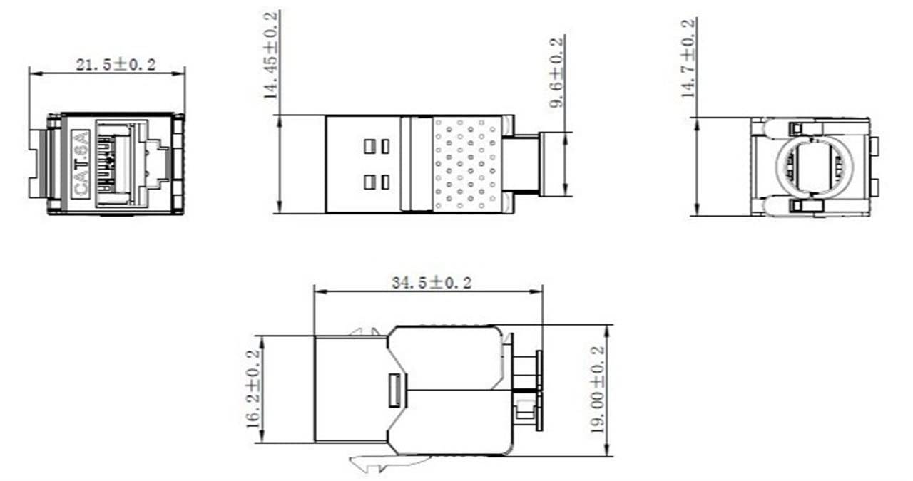 Goobay 79448 Keystone Modul RJ45 Buchse / Slim Line / CAT 6A Netzwerkstecker 500 MHz / STP Ethernet Buchse / LSA / Zink-3