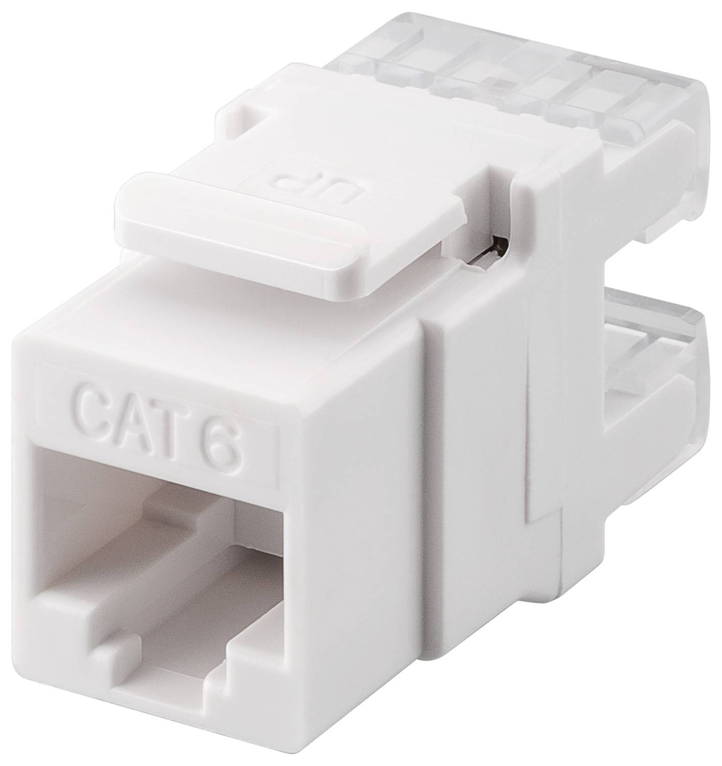 Goobay 95740 Keystone Modul RJ45 Buchse / CAT 6 Netzwerkstecker 250 MHz / UTP Ethernet Buchse 8P8C / LSA Montage / Weiß-0