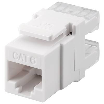 Goobay 95740 Keystone Modul RJ45 Buchse / CAT 6 Netzwerkstecker 250 MHz / UTP Ethernet Buchse 8P8C / LSA Montage / Weiß-0