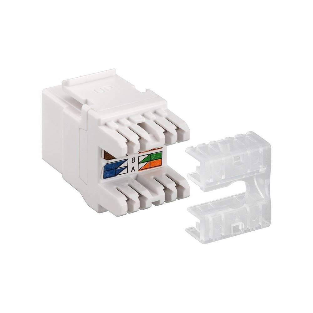 Goobay 95740 Keystone Modul RJ45 Buchse / CAT 6 Netzwerkstecker 250 MHz / UTP Ethernet Buchse 8P8C / LSA Montage / Weiß-2
