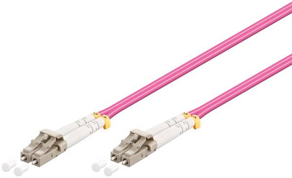 Goobay 95935 Glasfaserkabel Multimode OM4 Duplex LC-UPC auf LC-UPC Stecker, LWL Patchkabel halogenfrei, Violett, 2.00 m
