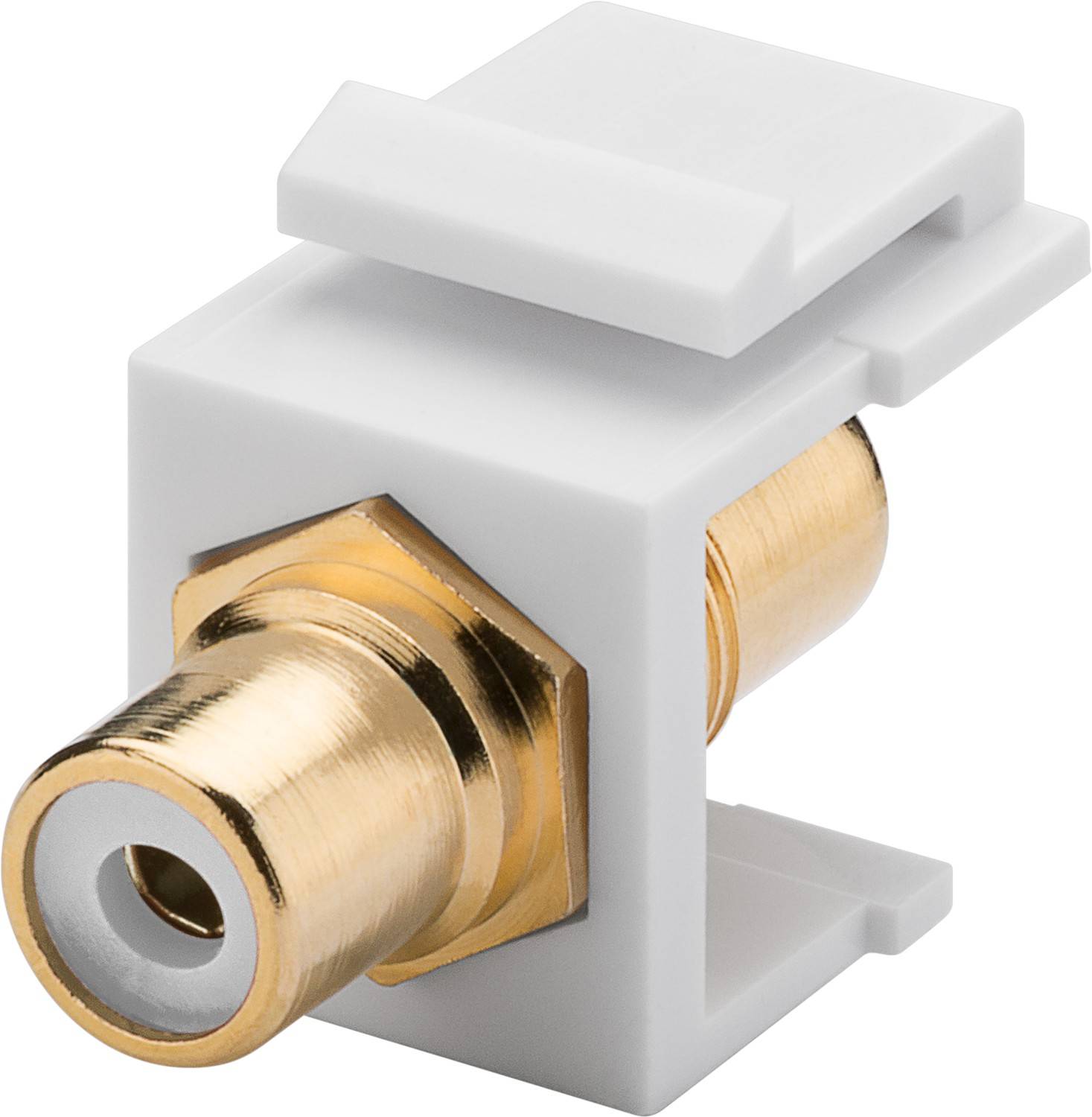 Goobay 79676 Keystone Modul Cinch / 2 Cinch-Buchsen für RCA Kabel & Cinchstecker / Cinchkabel Anschluss vergoldet / Weiß-0