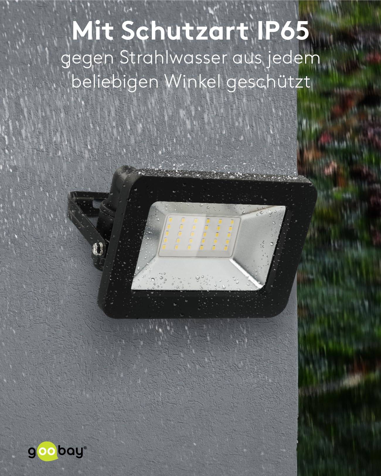 Goobay 53872 LED Strahler Außen 30W Außenstrahler 2550 lm / Scheinwerfer Wandmontage Fluter / Gartenstrahler / Schwarz-6