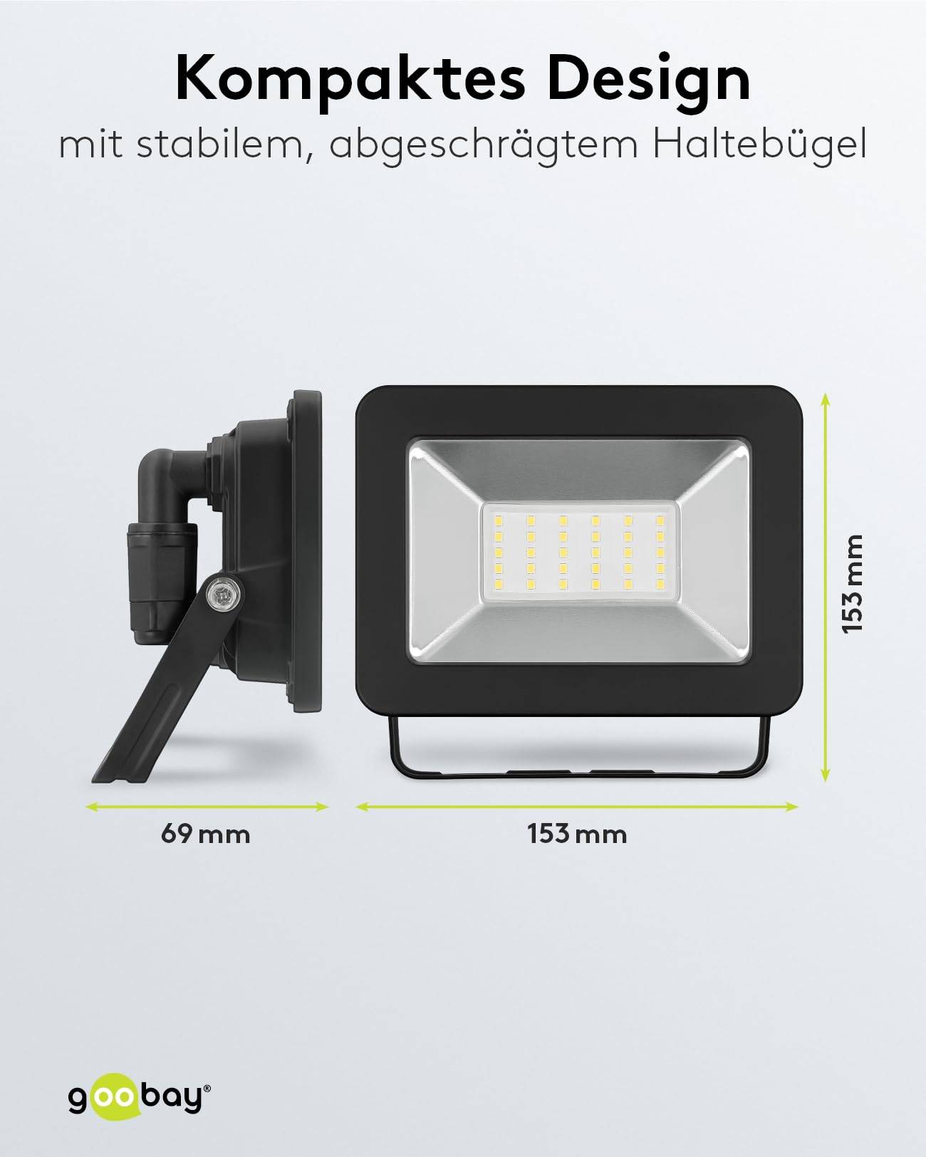 Goobay 53872 LED Strahler Außen 30W Außenstrahler 2550 lm / Scheinwerfer Wandmontage Fluter / Gartenstrahler / Schwarz-2
