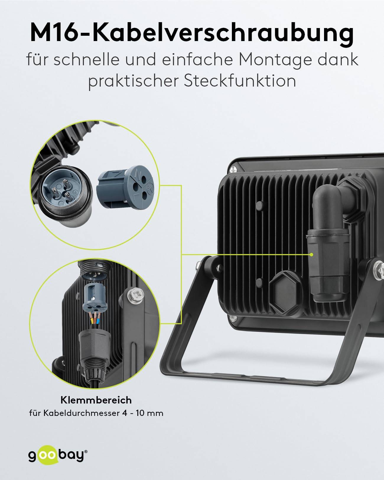 Goobay 53872 LED Strahler Außen 30W Außenstrahler 2550 lm / Scheinwerfer Wandmontage Fluter / Gartenstrahler / Schwarz-4