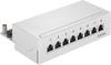 Goobay 62063 CAT 6A Patch Panel 8 Port RJ45 Buchsen für Netzwerkkabel 500 MHz Patchfeld LAN Verteilerfeld Desktop Grau