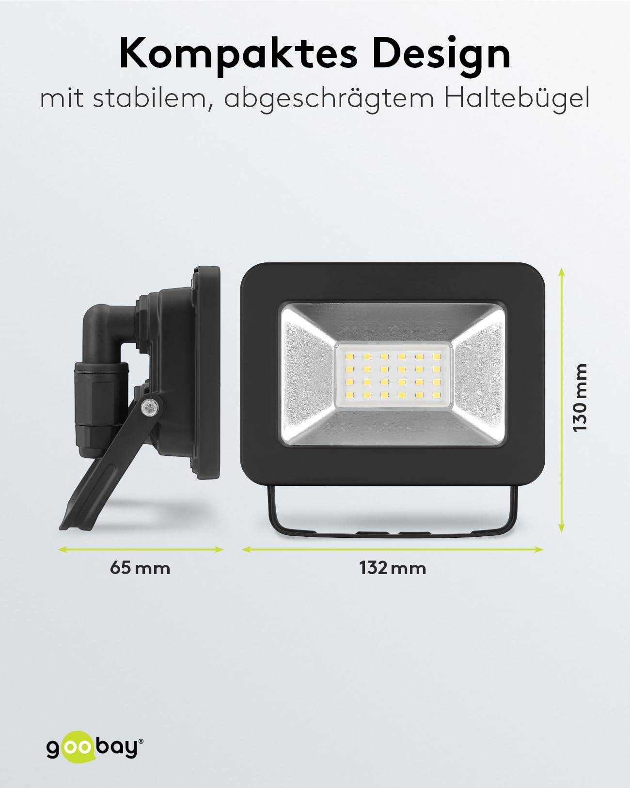 Goobay 53870 LED Strahler Außen 20W Außenstrahler 1700 lm / Scheinwerfer Wandmontage Fluter / Gartenstrahler / Schwarz-2