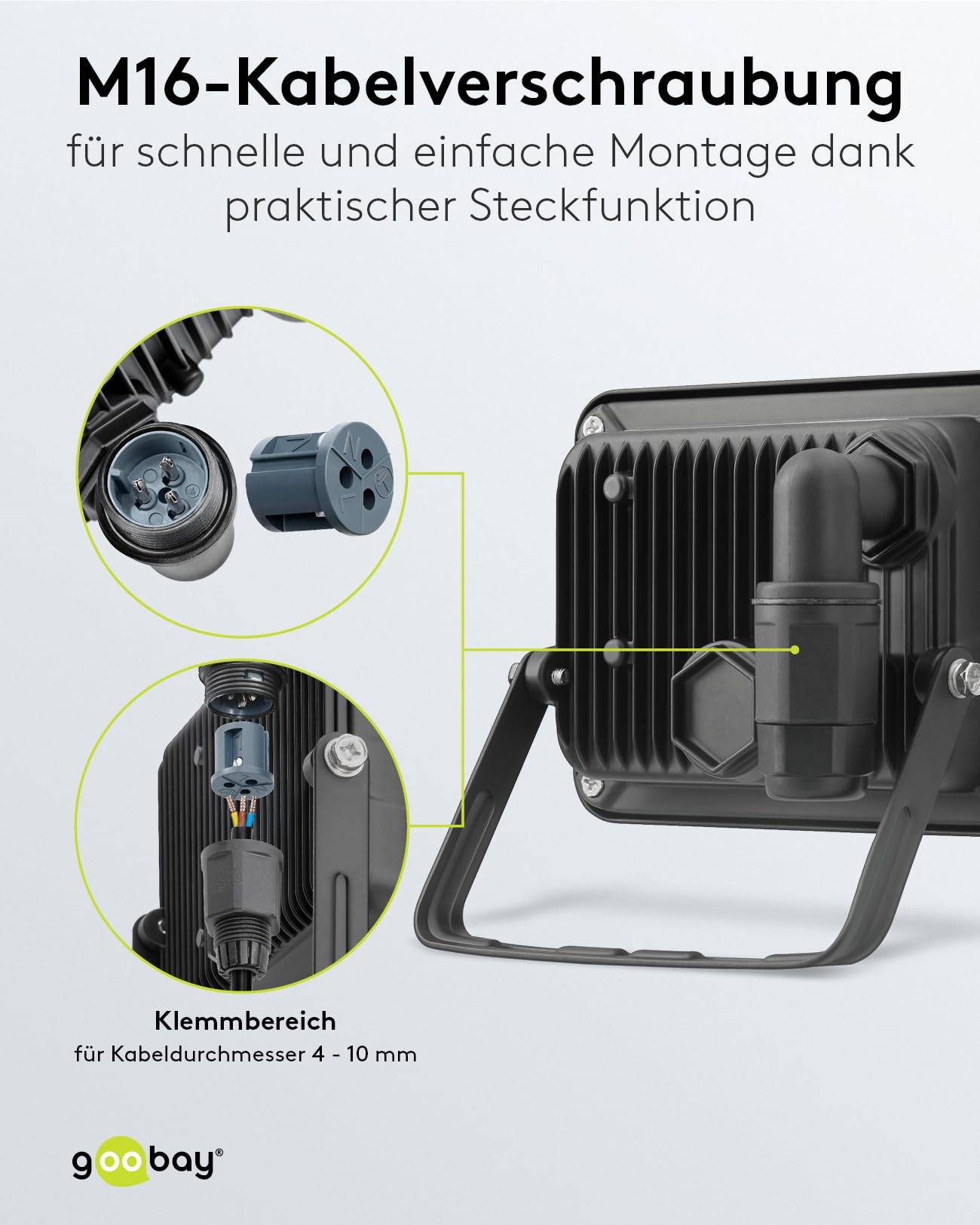 Goobay 53870 LED Strahler Außen 20W Außenstrahler 1700 lm / Scheinwerfer Wandmontage Fluter / Gartenstrahler / Schwarz-4