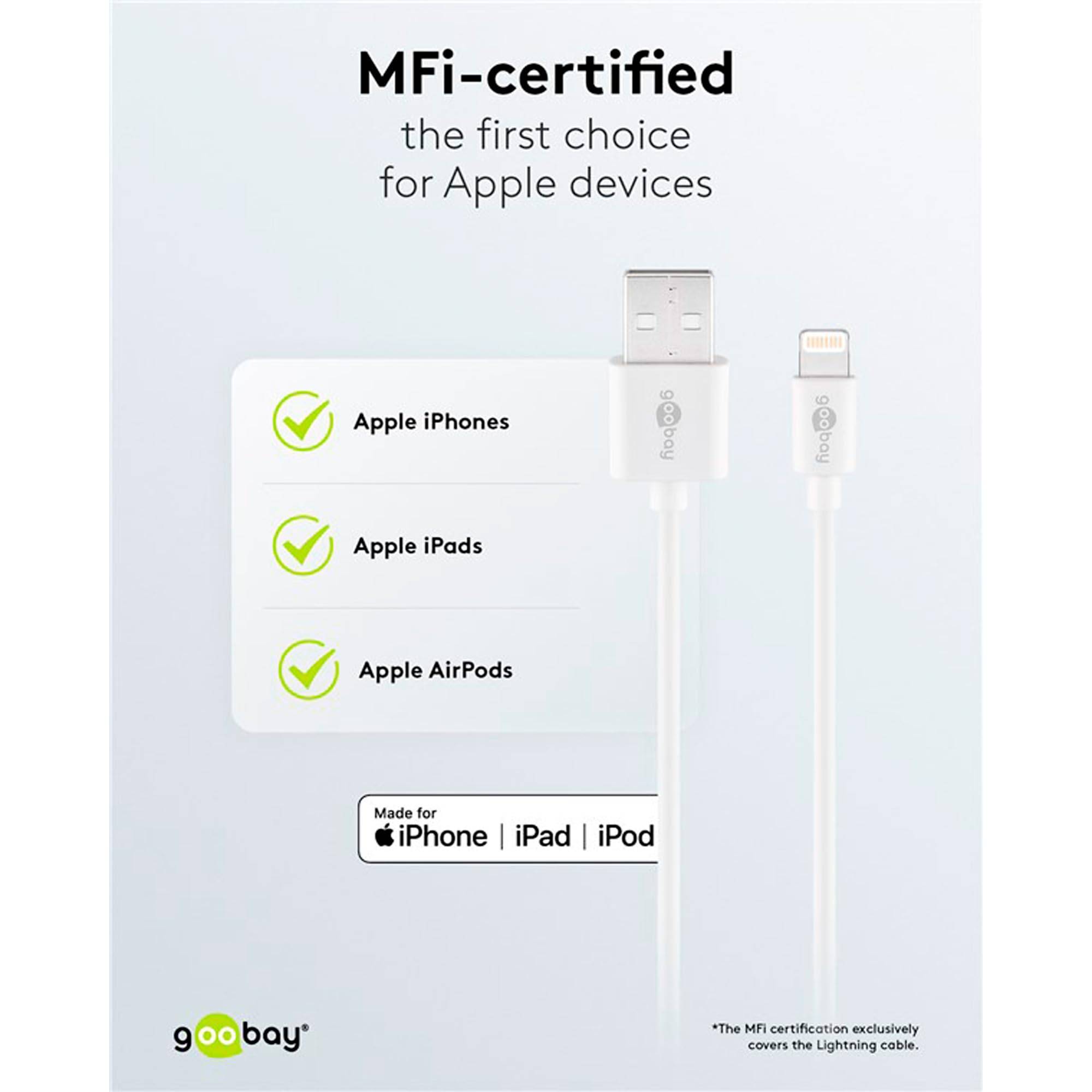 Goobay 44978 USB-A Netzteil 5W / Apple Lightning Ladekabel / iPhone Ladegerät / USB Adapter 5V 1A / Weiß / Kabel 1m-6