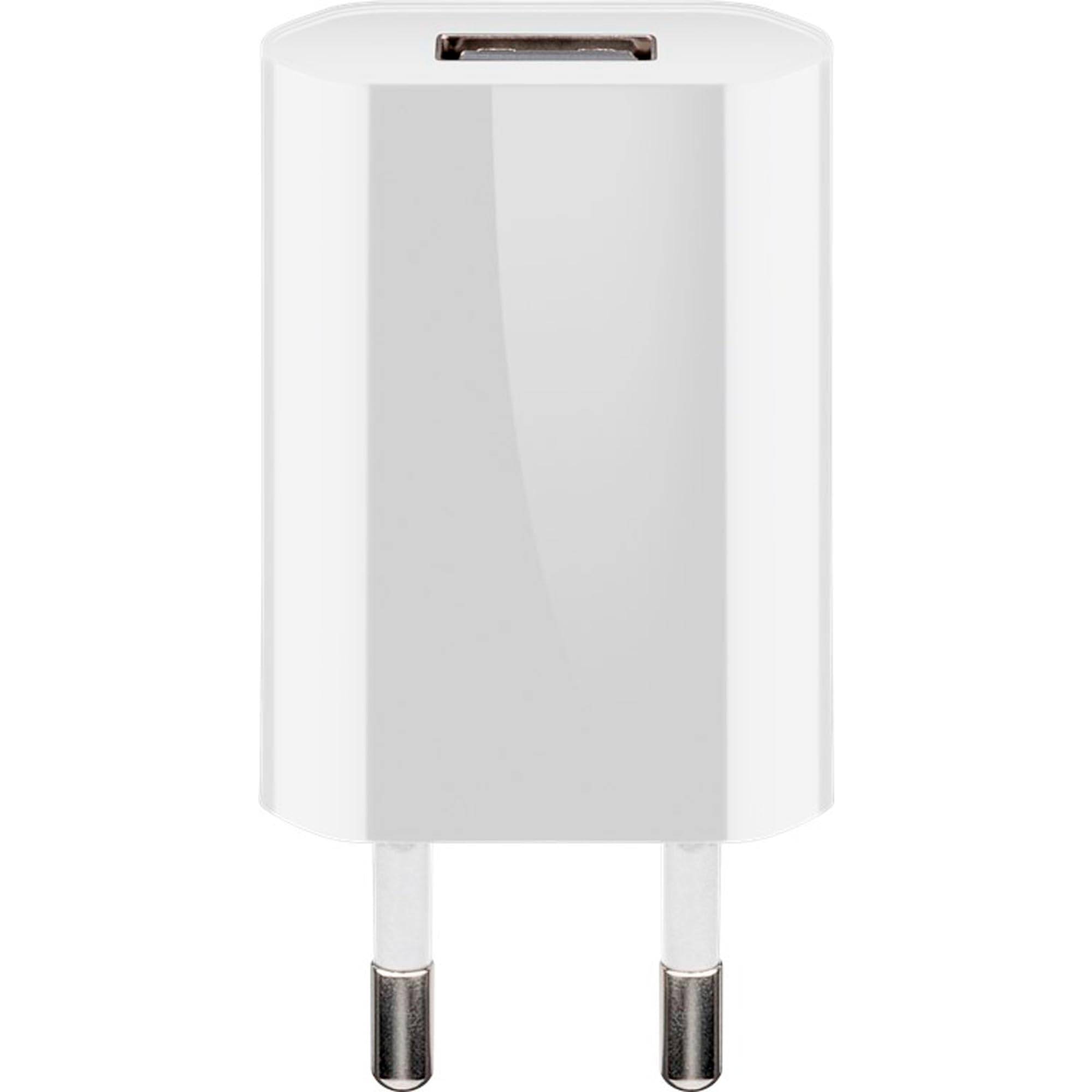 Goobay 44978 USB-A Netzteil 5W / Apple Lightning Ladekabel / iPhone Ladegerät / USB Adapter 5V 1A / Weiß / Kabel 1m-1