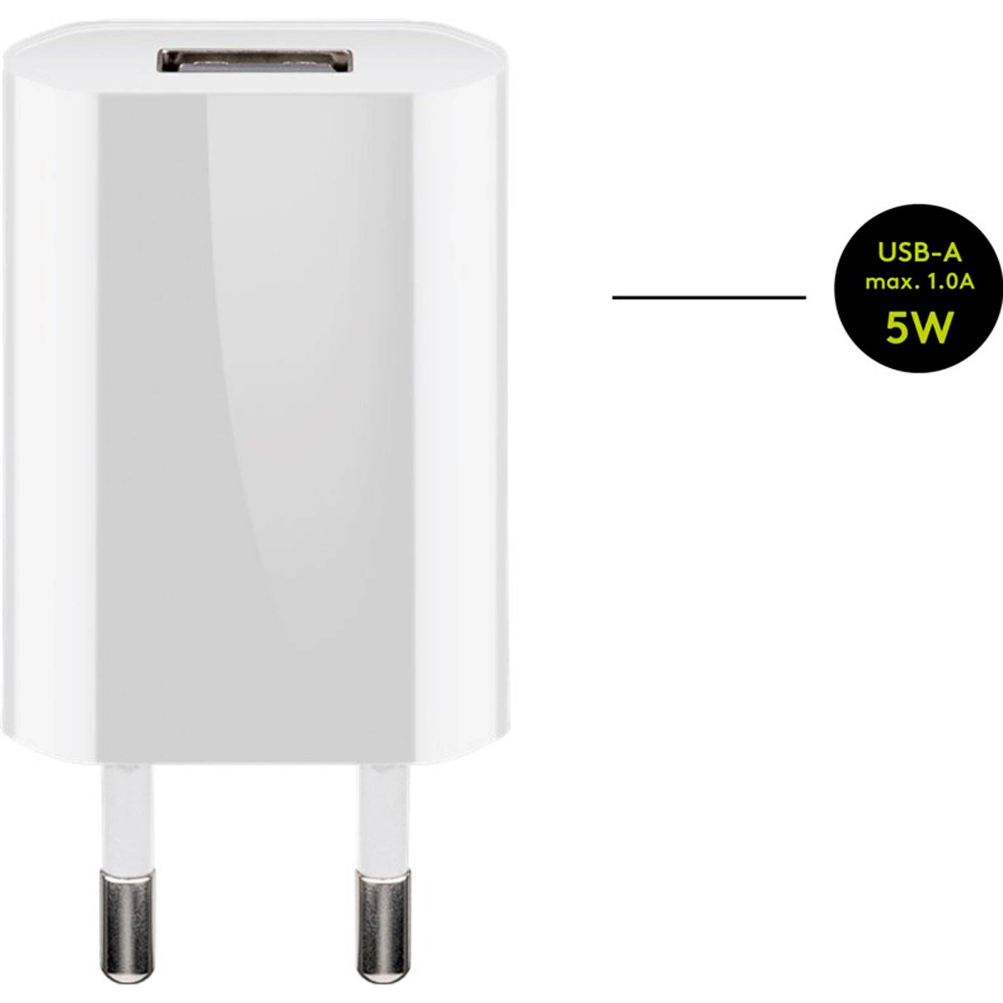 Goobay 44978 USB-A Netzteil 5W / Apple Lightning Ladekabel / iPhone Ladegerät / USB Adapter 5V 1A / Weiß / Kabel 1m-2
