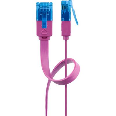 Goobay 96298 CAT 6A Flachkabel Netzwerkkabel RJ45 Stecker 500 MHz Kupfer Patchkabel Ethernet LAN Kabel U/UTP Pink 0,5m-0