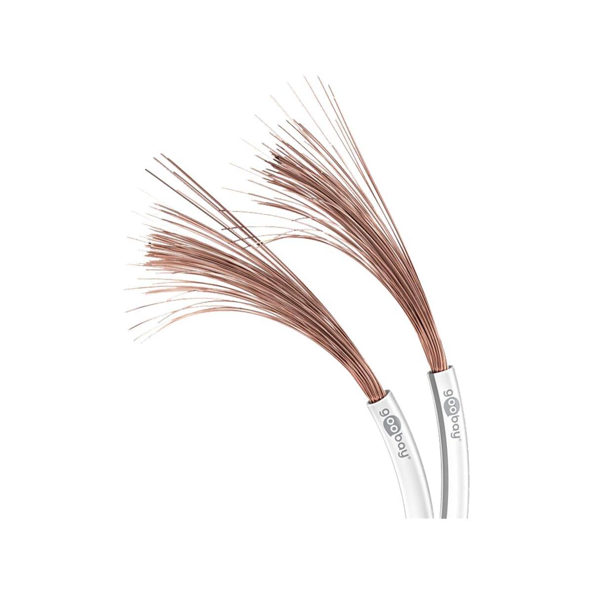 Goobay 15110 Lautsprecherkabel 2x 0,5 mm² Kupferlitze / Audiokabel Boxenkabel / Kupferkabel Meterware / Weiß / 25m-2