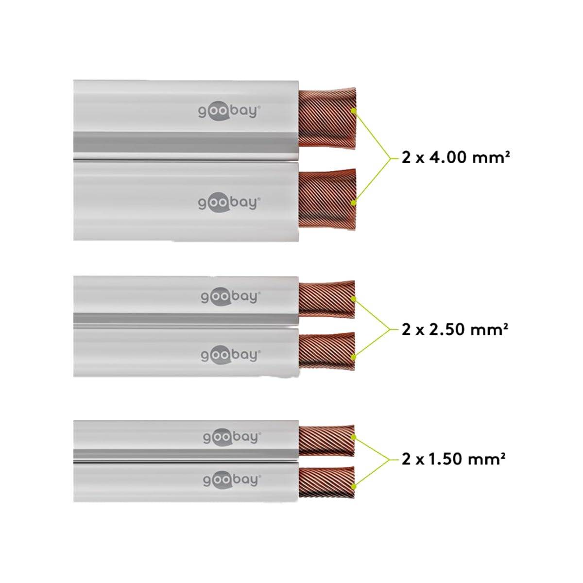 Goobay 15110 Lautsprecherkabel 2x 0,5 mm² Kupferlitze / Audiokabel Boxenkabel / Kupferkabel Meterware / Weiß / 25m-3