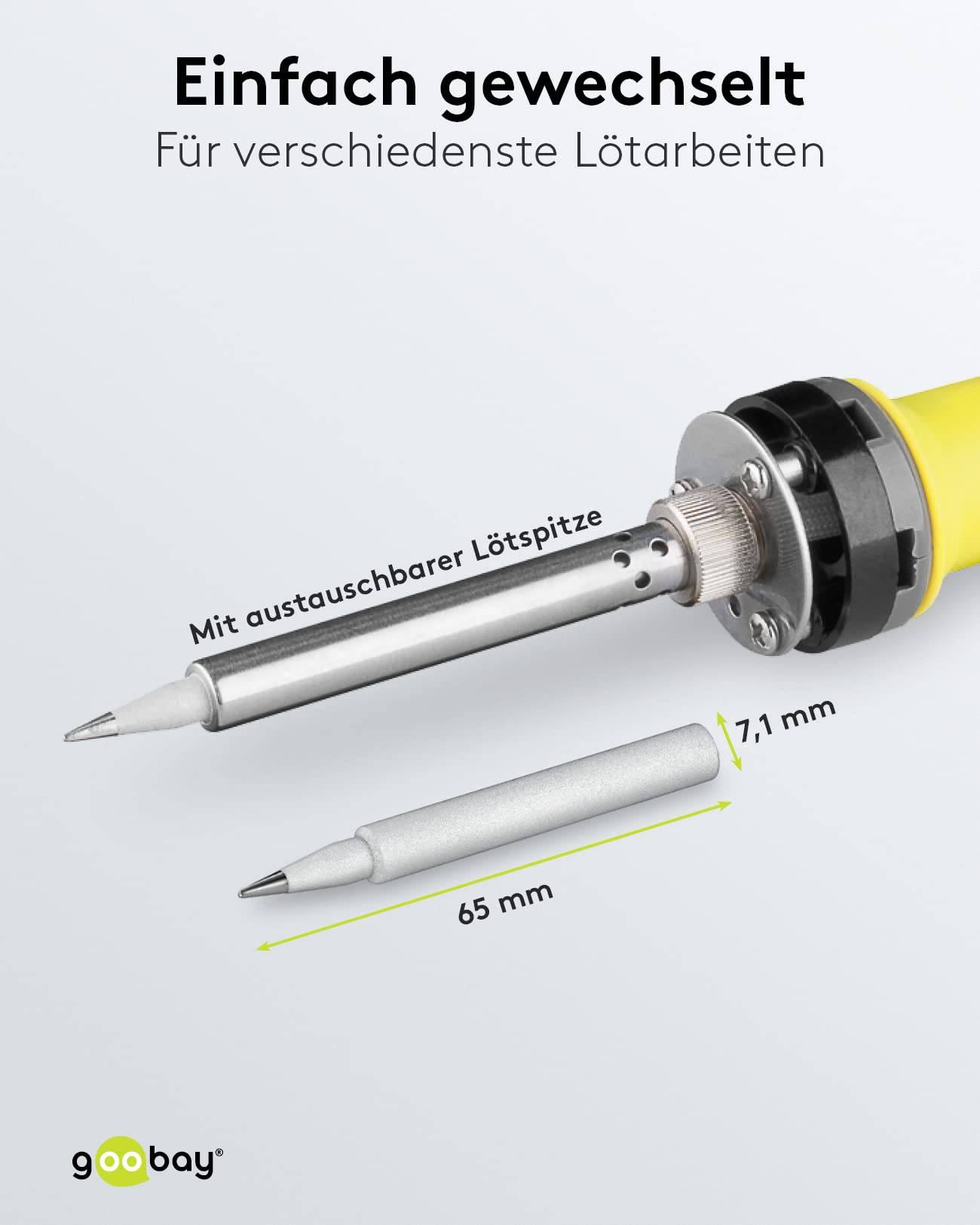 Goobay 51214 Lötkolben für Lötstation EP5 & EP6 zum Platinen Löten wechselbare beheizte Lötspitze zum Lötzinn schmelzen-3