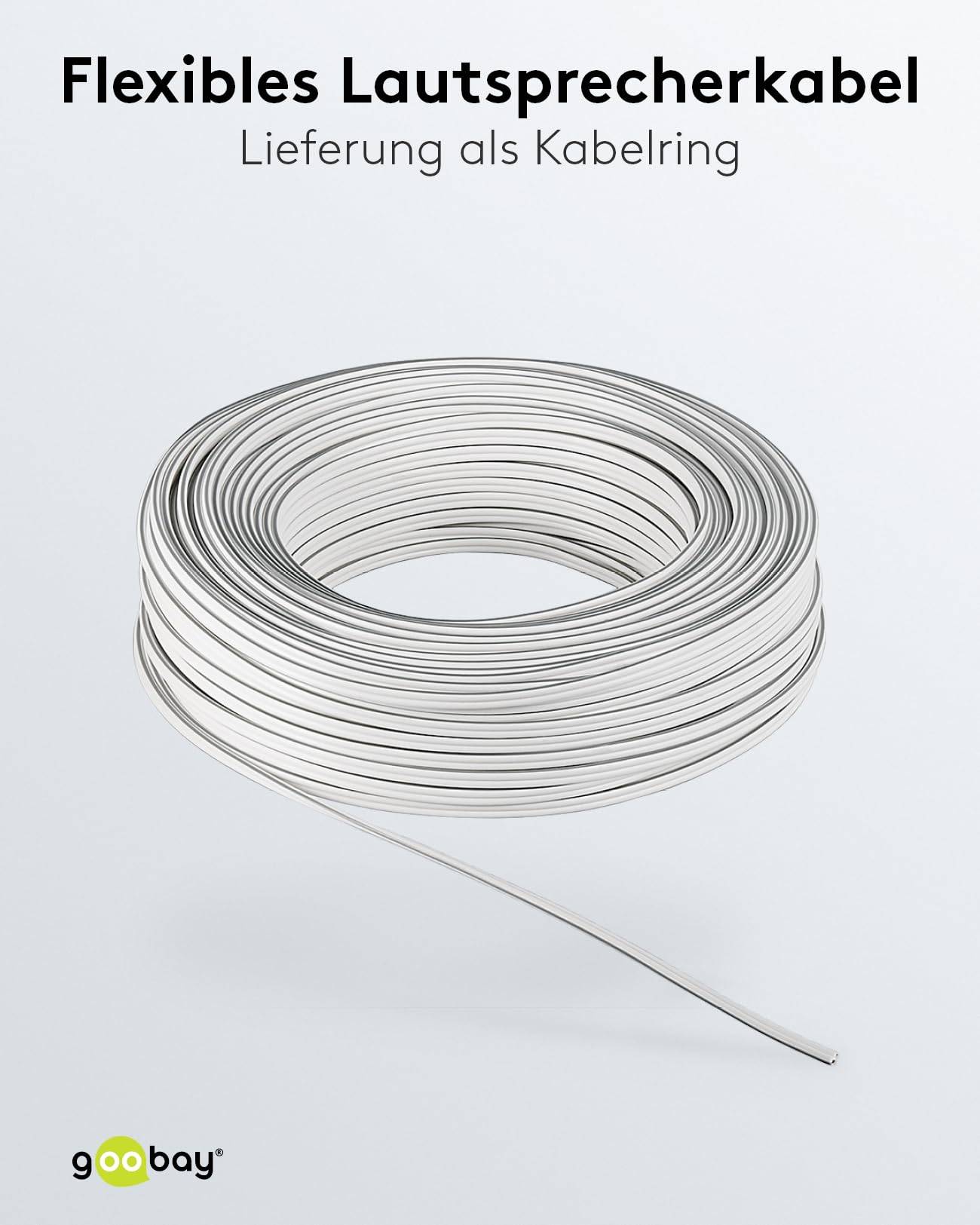 Goobay 15104 Lautsprecherkabel 2x 0,75 mm² Kupferlitze / Audiokabel Boxenkabel / Kupferkabel Meterware / Weiß / 50m-3