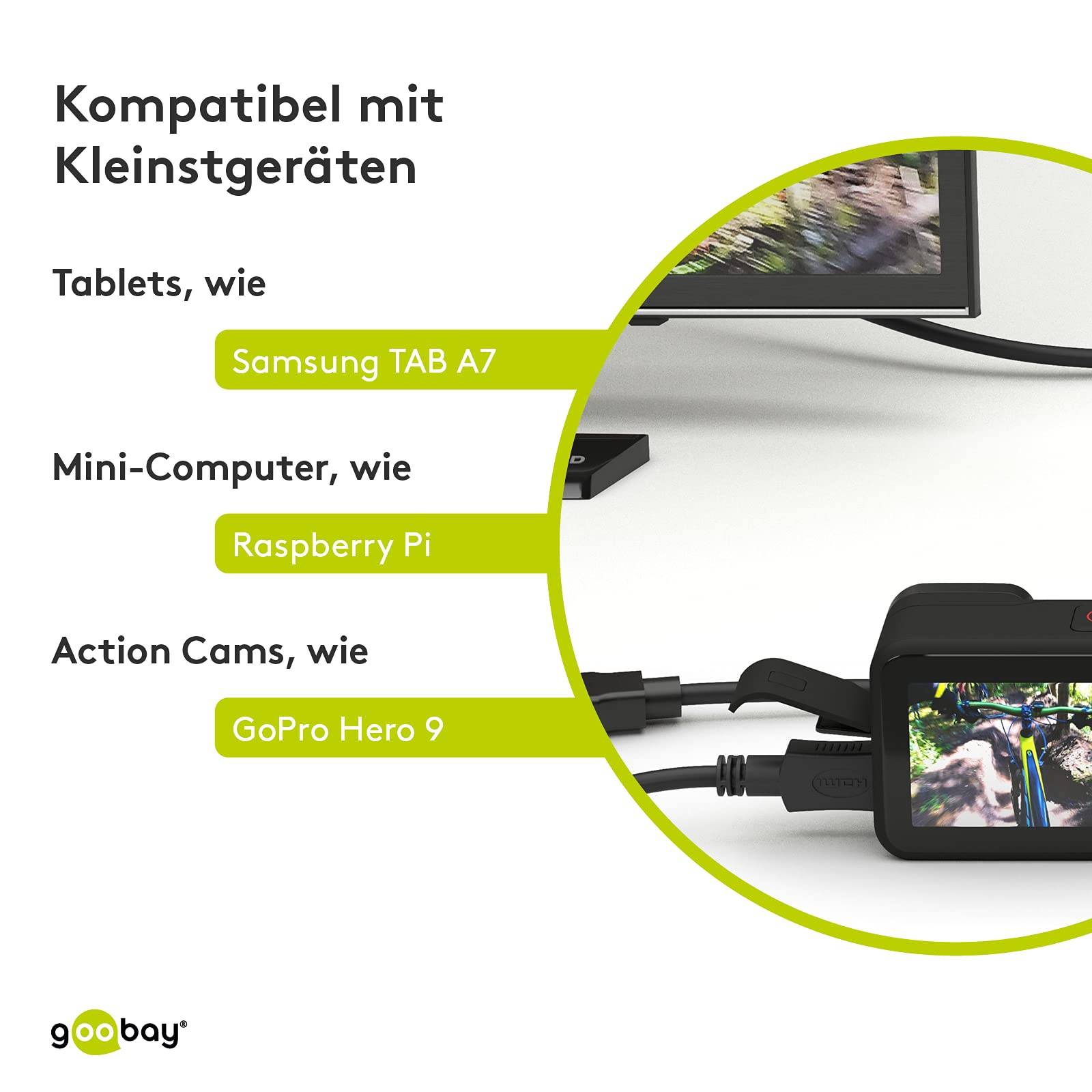 Goobay 58683 High Speed HDMI auf Micro HDMI Typ D Kabel / UHD 4K @ 60 Hz HDMI Adapterkabel Monitorkabel Schwarz / 0,15 m-5
