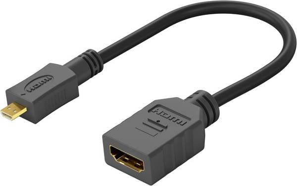 Goobay 58683 High Speed HDMI auf Micro HDMI Typ D Kabel / UHD 4K @ 60 Hz HDMI Adapterkabel Monitorkabel Schwarz / 0,15 m