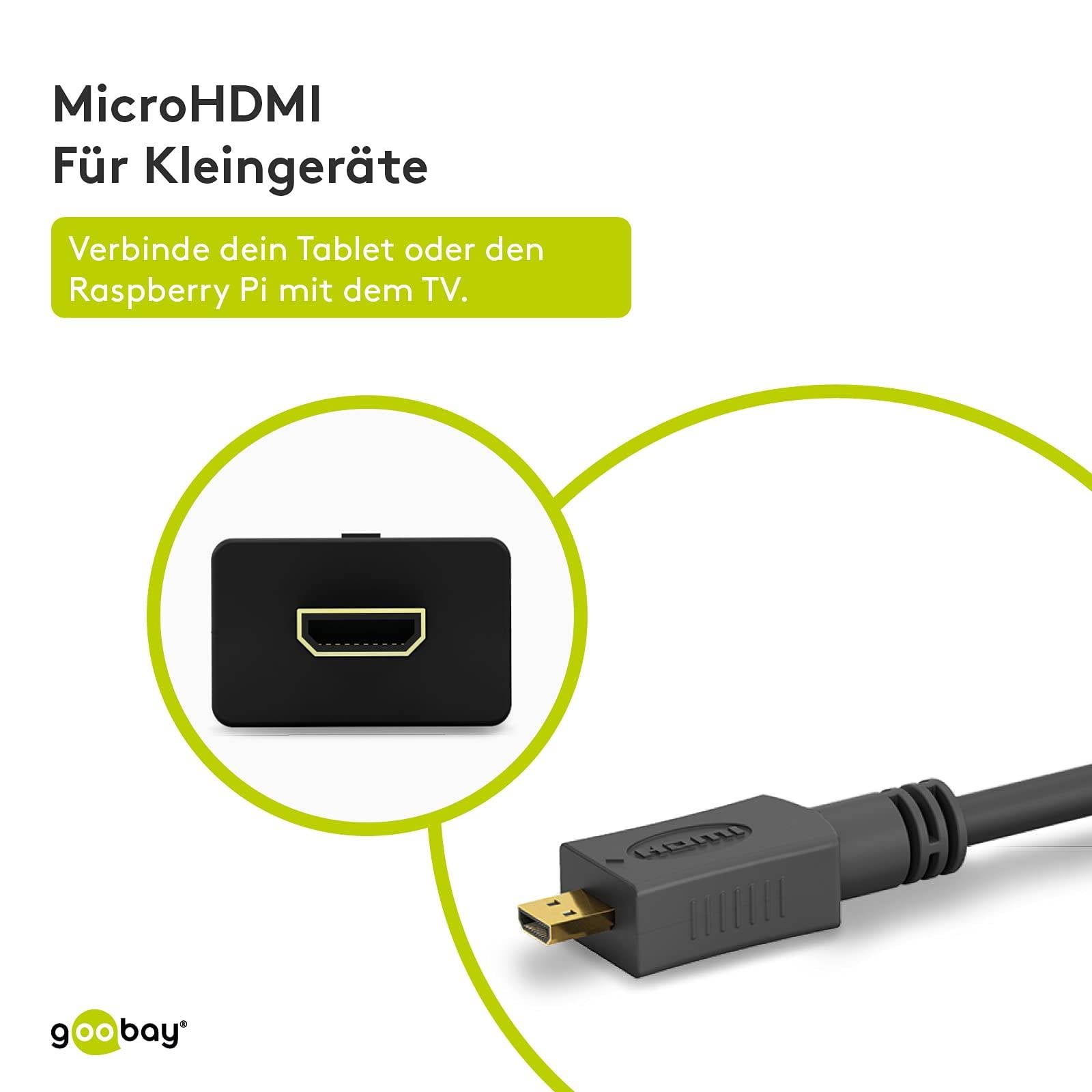 Goobay 58683 High Speed HDMI auf Micro HDMI Typ D Kabel / UHD 4K @ 60 Hz HDMI Adapterkabel Monitorkabel Schwarz / 0,15 m-3