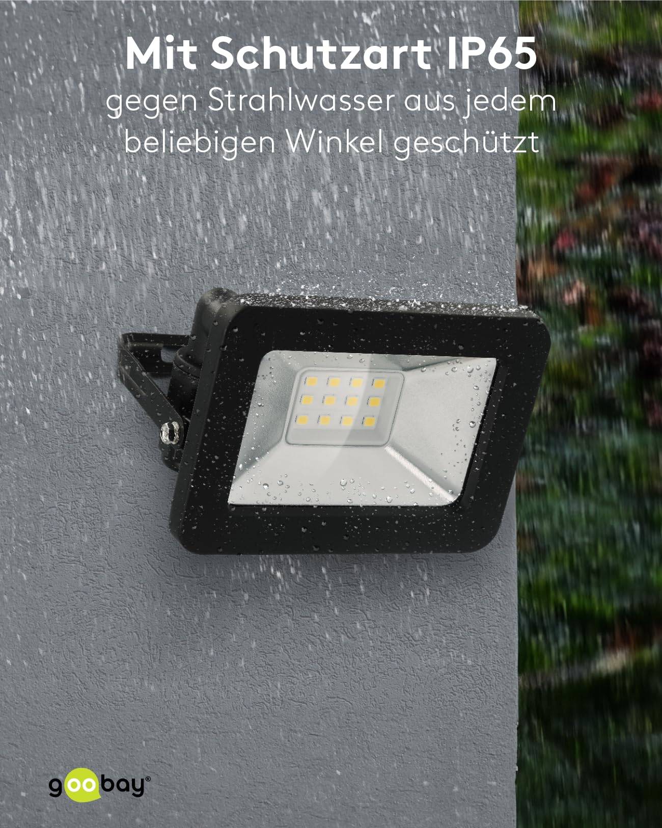 Goobay 53868 LED Strahler Außen 10W Außenstrahler 850 lm / Scheinwerfer Wandmontage Fluter / Gartenstrahler / Schwarz-6