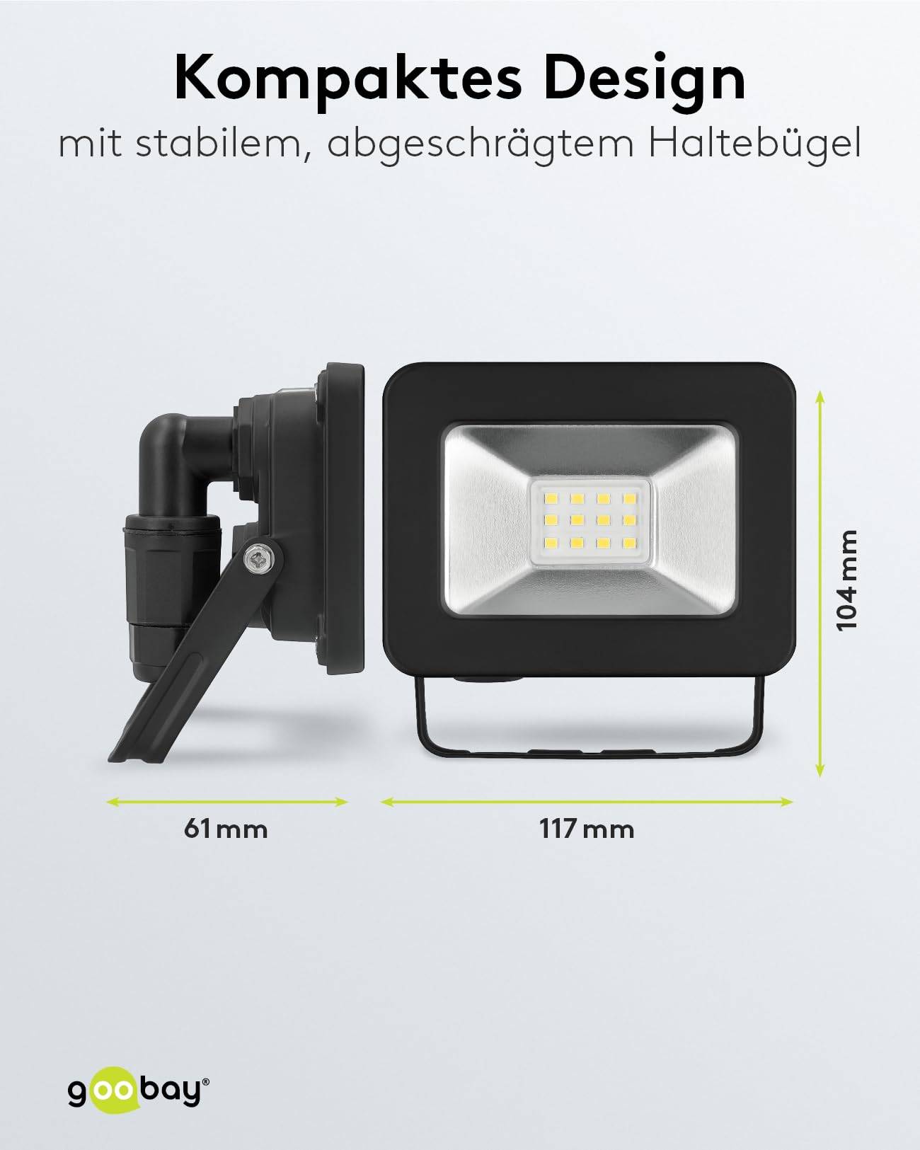 Goobay 53868 LED Strahler Außen 10W Außenstrahler 850 lm / Scheinwerfer Wandmontage Fluter / Gartenstrahler / Schwarz-2