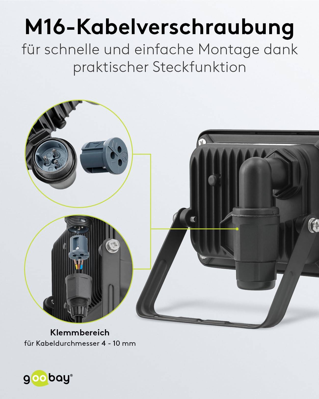 Goobay 53868 LED Strahler Außen 10W Außenstrahler 850 lm / Scheinwerfer Wandmontage Fluter / Gartenstrahler / Schwarz-4