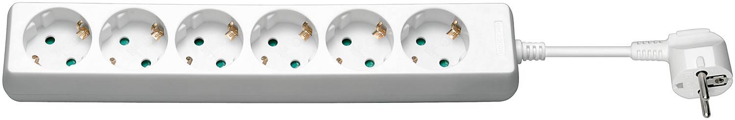 Goobay 38840 Steckdosenleiste mit 45° Buchsen 3500W 6er Mehrfachsteckdose 6 fach Steckdose Schutzkontakt 5m Kabel Weiß-0